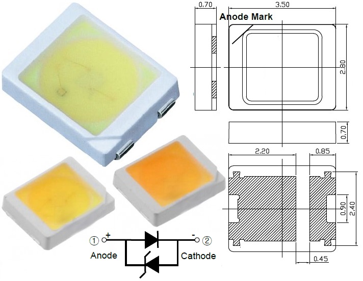 50x Blaue SMD-LEDs PLCC2 - 500mcd Helligkeit Für Beleuchtung & Displays